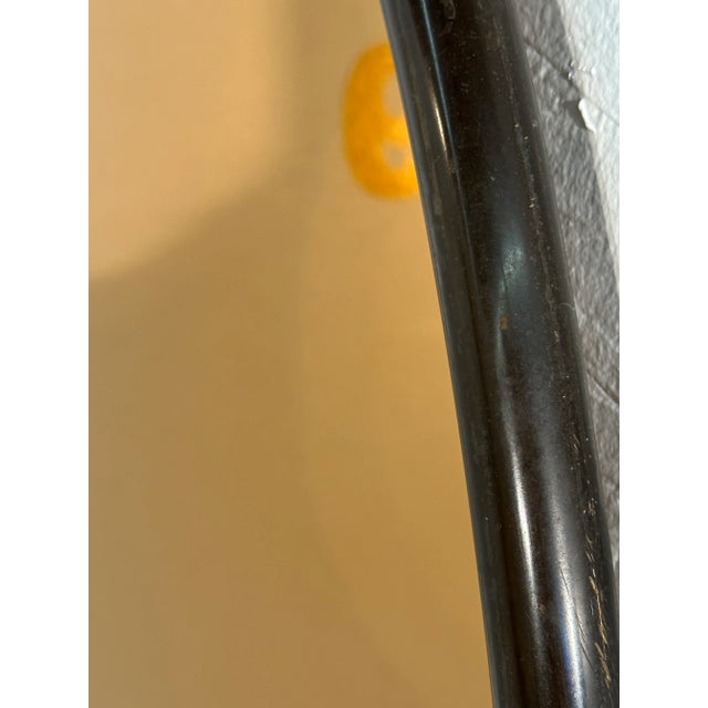 Vintage Italian Oval Wood Wall Mirror With Smoked Glass 1980s For Sale In Los Angeles - Image 6 of 7