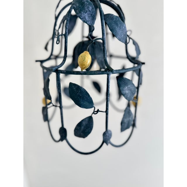 Mid-Century Modern French Tole Cage Chandelier with Lemons from J.P. Ryckaert, 1980s For Sale - Image 3 of 18
