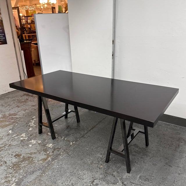 Contemporary Contemporary Saw Horse Base Table For Sale - Image 3 of 12
