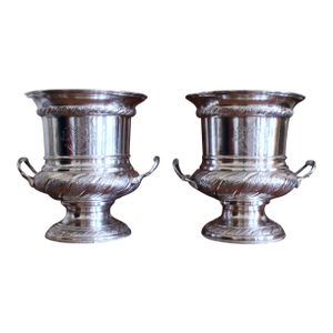 Pair English Silver Plate Campagna Urns- Champagne / Wine Coolers