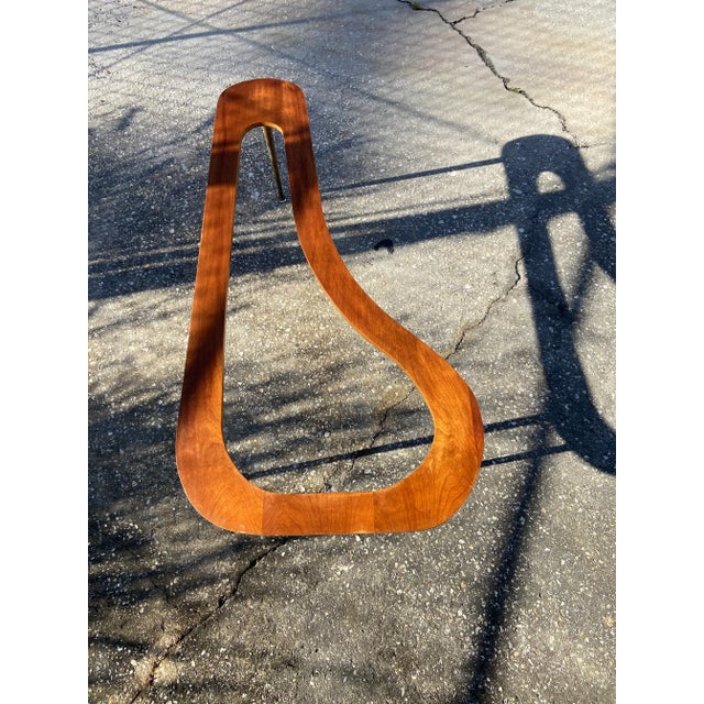 Rare Boomerang Coffee Table With Thick Glass Top + Tall Brass Legs | Mid Century Modern For Sale - Image 12 of 13
