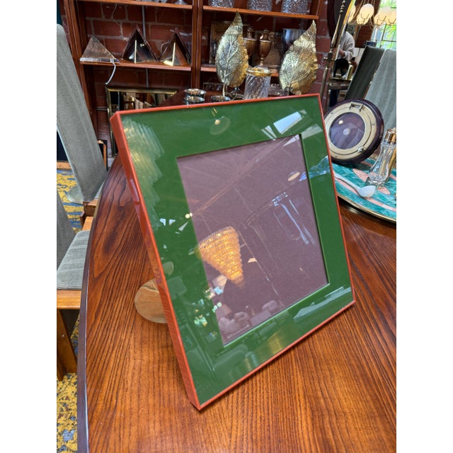 1980s Green and Red Enamel Square Photo Frame For Sale - Image 4 of 5
