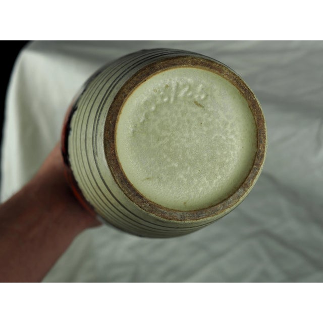 1970s German Fat Lava Red and Green Eye Vase For Sale - Image 4 of 11
