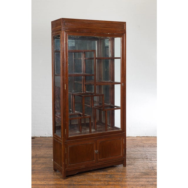 Qing Dynasty Style Retrofitted Vitrine Cabinet with Mirrors and Spot Lights For Sale - Image 11 of 13