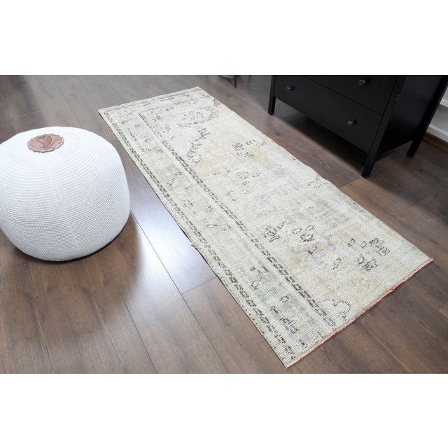 Beige 1970s Vintage Persian Handmade Wool Cotton Area Rug For Sale - Image 8 of 11