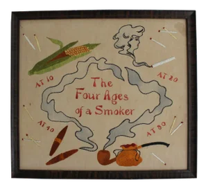 Early 1900s Four Ages of a Smoker Embroidery