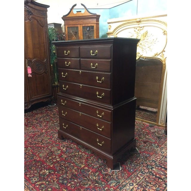 1990s Vintage Chest on Chest, Mahogany Tall Chest of Drawers, Lexington Furniture For Sale - Image 5 of 15