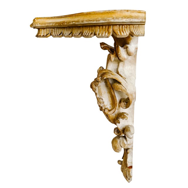 Late 20th Century Large Scale Italian Rococo Wood Carved Wall Brackets - A Pair For Sale - Image 13 of 17