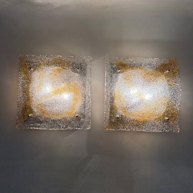 Mid-Century Modern Abstract Murano Glass Wall Sconces from Mazzega, Italy, 1960s, Set of 2 For Sale - Image 3 of 18