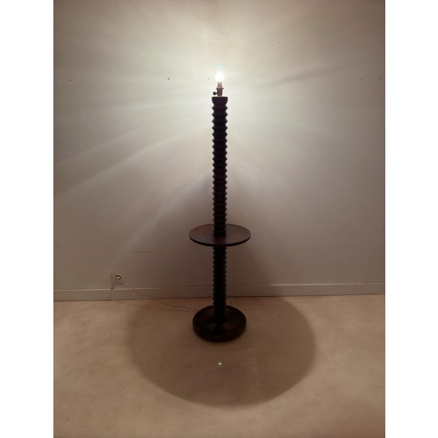 Floor Lamp with Turned Base, 1950s For Sale - Image 3 of 8