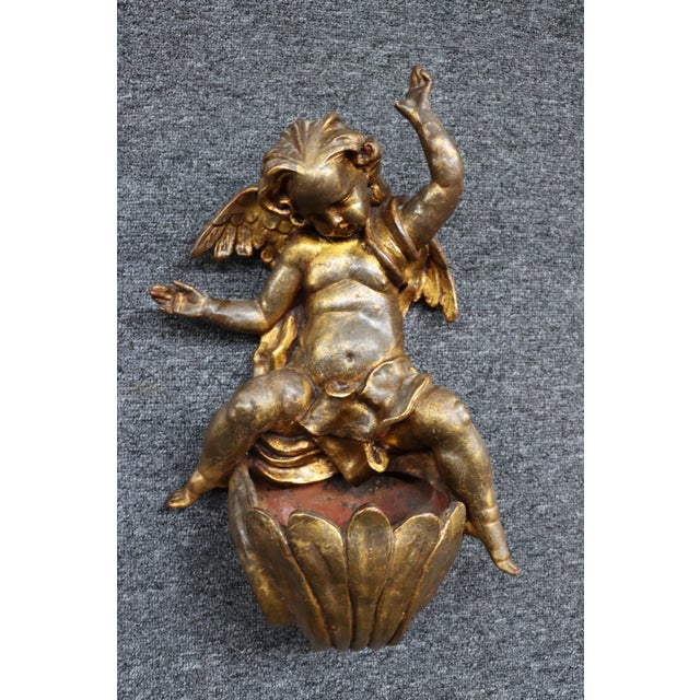 Italian Giltwood Cherub Wall Pocket For Sale - Image 9 of 12