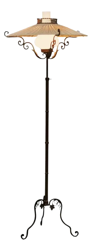 Foor Lamp in Wrought Iron and Opaline Glass from Winkelman & Van Der Bijl, 1930s