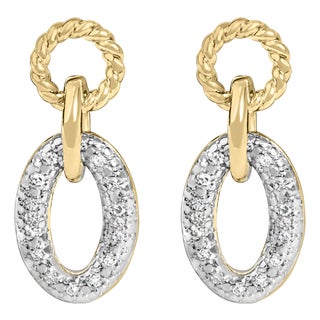 Gold Vermeil 1/10 Cttw Diamond Oval Link Earrings, Pair For Sale