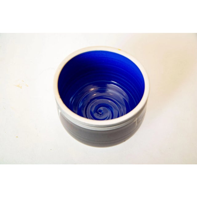 2000 - 2009 Black, White and Cobalt Blue Ceramic Abstract Bowl Signed Goldenberg For Sale - Image 5 of 11