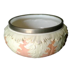 Antique Locke & Co. Worcester Shrub Hill Work England Blush Salad Bowl Plated Rim