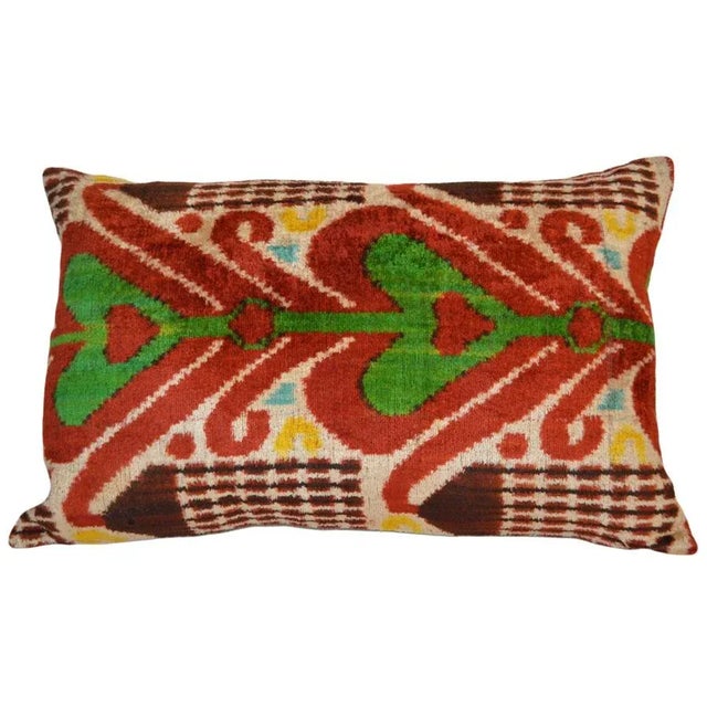 Contemporary Silk Uzbek Ikat Velvet Hand Made Pillow Cushion For Sale - Image 3 of 3