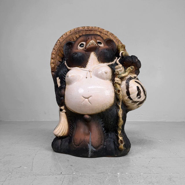 Large Shōwa Decorative Tanuki Raccoon Dog Shigaraki Earthenware, Japan, 1970s For Sale - Image 11 of 11