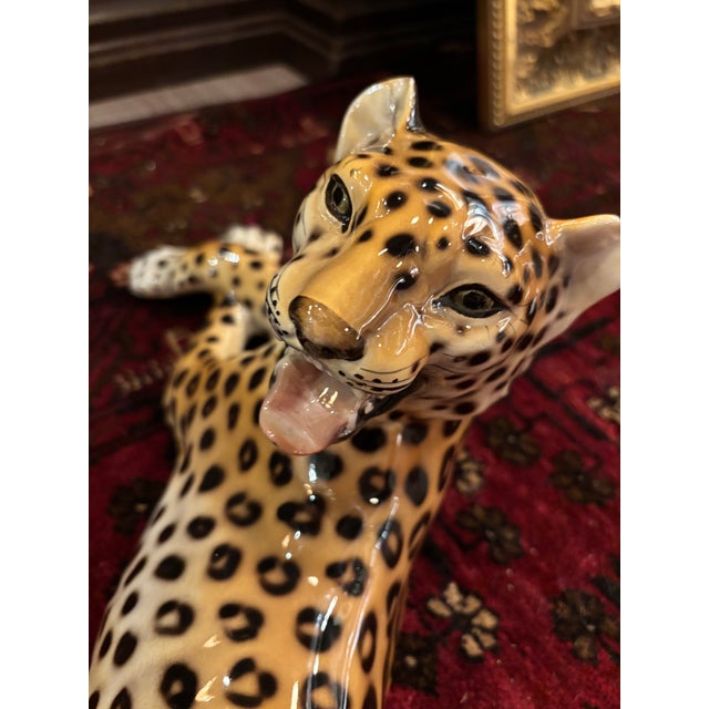 Ceramic Vintage Ronzan Italian Ceramic Leopard & Cub Sculpture – Model 3/755 [Cm] For Sale - Image 7 of 9