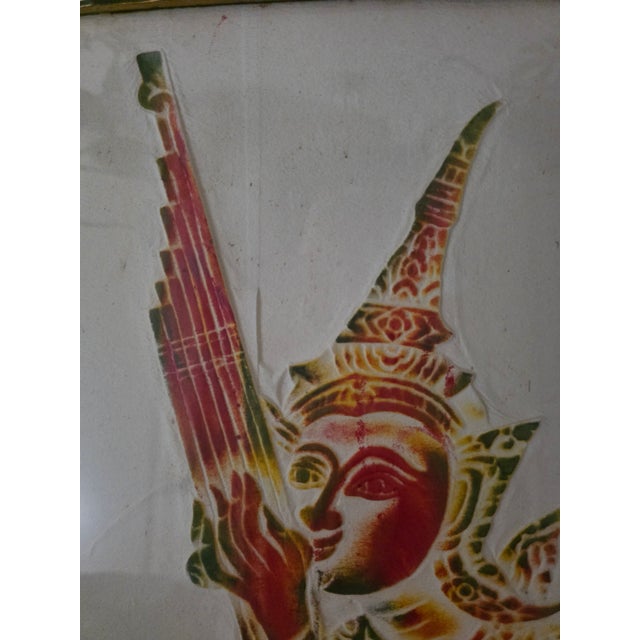Vintage Thai Temple Rubbings on Rice Paper Framed Under Glass 19 3/8 X 13 3/8 For Sale In Sacramento - Image 6 of 15