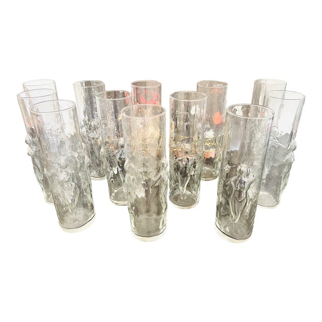 Vintage Libbey “La Femme” Highball Glasses – Set of 12 Sculptural Mid-Century Cocktail Glasses For Sale