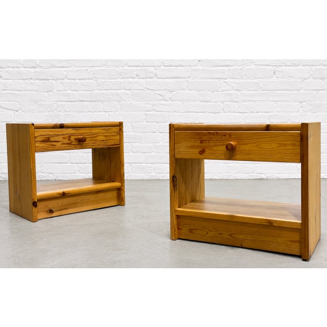 Mid-Century Modern Pair Swedish Mid Century Modern Pine Nightstands, C. 1970’s For Sale - Image 3 of 13