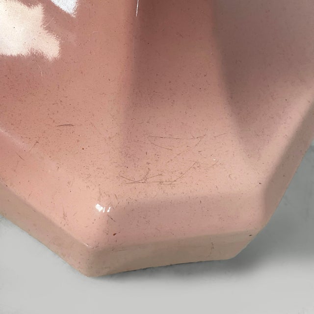 Italian Art Deco Pink Ceramic Bidet and Sink, 1920s, Set of 2 For Sale - Image 9 of 18