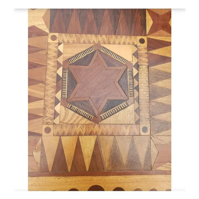 Late 19th C. Parquetry Mixed Woods and Turned Twisted Legs Card Tea Table For Sale In Washington DC - Image 6 of 10