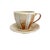 Contemporary 1990s Ceramic Coffee Cup and Saucer Set, Wabi Sabi Studio Pottery Mug, Earthy Striped Tea Cup, Unique Artisan Stoneware Gift for Coffee Lover For Sale - Image 3 of 6