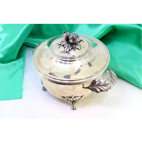 Silver Small Silver Tureen with Handle and Relief Applications For Sale - Image 8 of 8