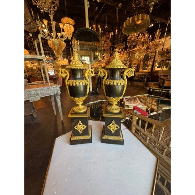 Pair of 19th C. French Bronze Urns For Sale In Dallas - Image 6 of 6