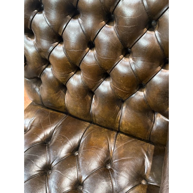 Large Gainsborough Library Armchair of Tufted Leather From England For Sale - Image 9 of 13