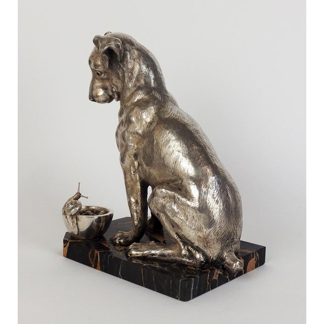 1920s F Coffin, Jack Russell Dog Sculpture, 1920s, Bronze and Marble For Sale - Image 5 of 14
