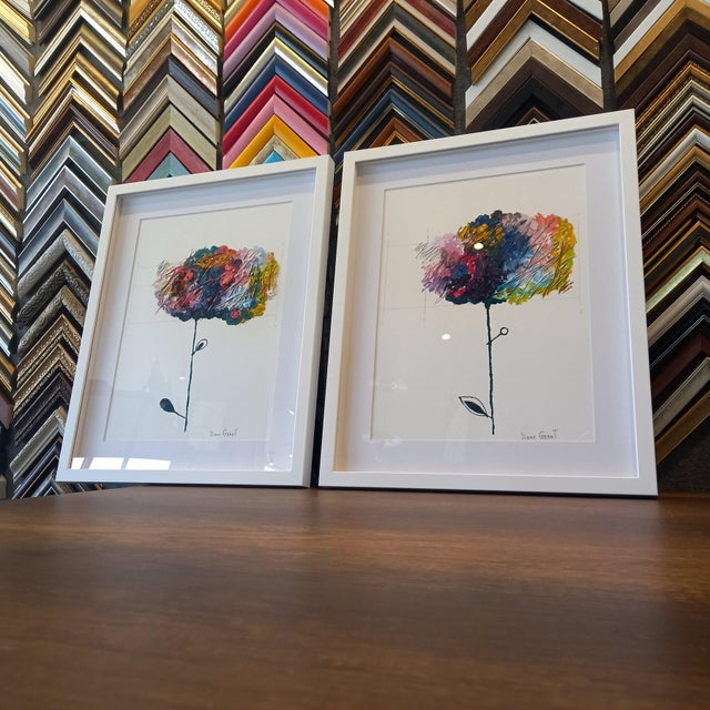 2020s 18.1" X 22.8" Shadow Box Framed Organic Modern Original Flower Painting by Diane Grant For Sale - Image 5 of 7