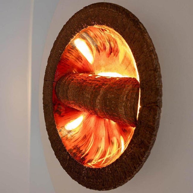 Round Red Fat Lava Ceramic Wall Light, Denmark, 1970s For Sale - Image 6 of 13