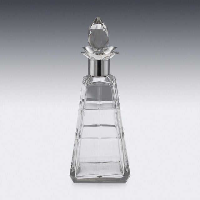 Antique English Silver and Cut Glass Decanter by Asprey, 1911 For Sale - Image 6 of 13