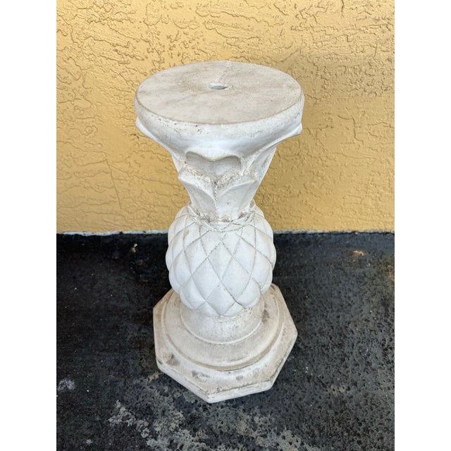Coastal Vintage Concrete Pineapple Pedestal For Sale - Image 3 of 4