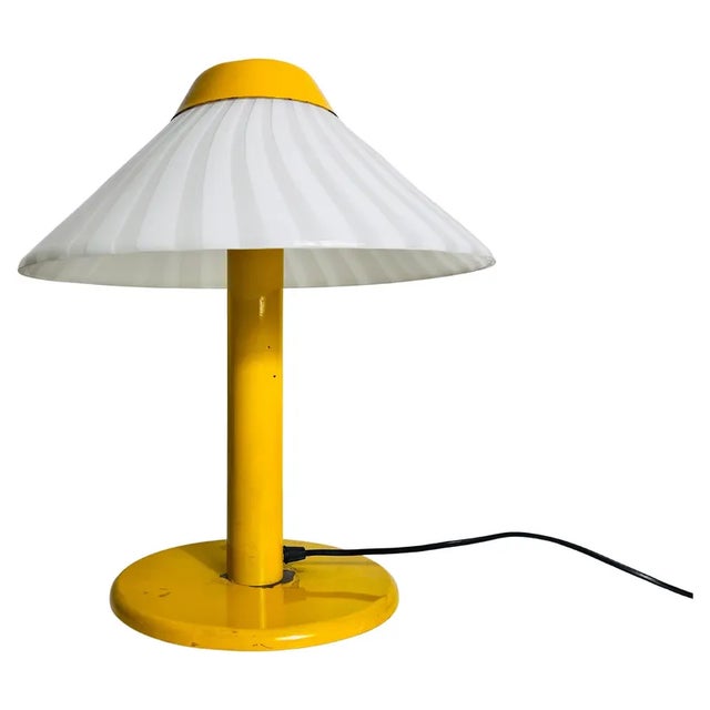 Heavy Yellow Metal and Glass Table Lamp, Italy, 1960s For Sale - Image 13 of 13