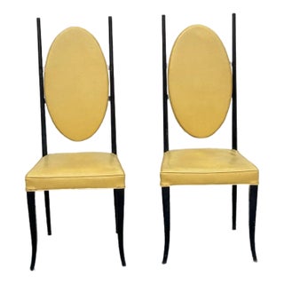 Pair of 1970s Italian Modern High-Back Sculptural Chairs For Sale