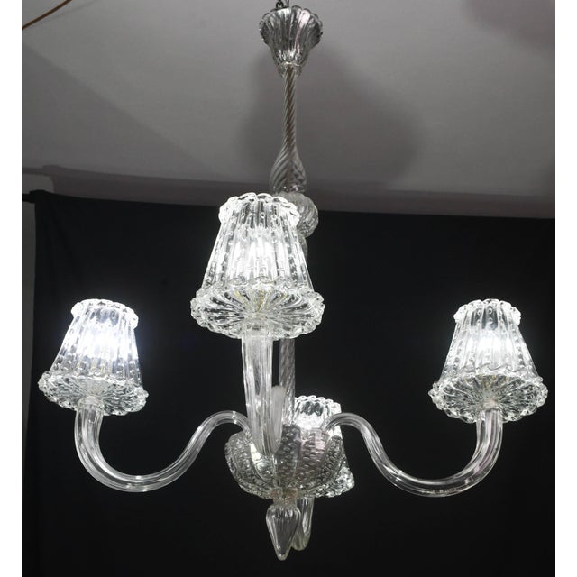 Art Deco 1950s Luxury Art Decò Barovier E Toso Chandelier, Murano "Bubble" Glass For Sale - Image 3 of 16