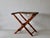 French Vintage French Beechwood and Tapestry Folding Luggage Rack Nailhead Detail For Sale - Image 3 of 18