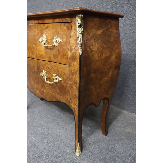 Italian Style Burl Walnut Ormolu-Mounted Commode For Sale - Image 4 of 10