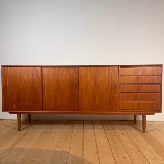 Danish teak credenza with sliding doors and drawers, 1960s