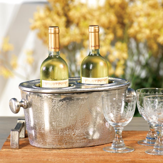 Kenneth Ludwig Chicago Raw Aluminum Two Bottle Wine Holder