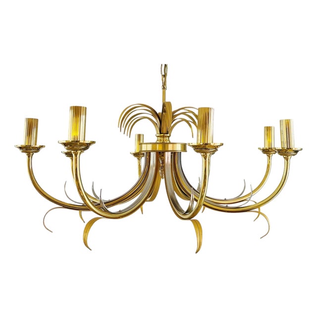 Brass and Chrome Pineapple Chandelier, 1970s For Sale