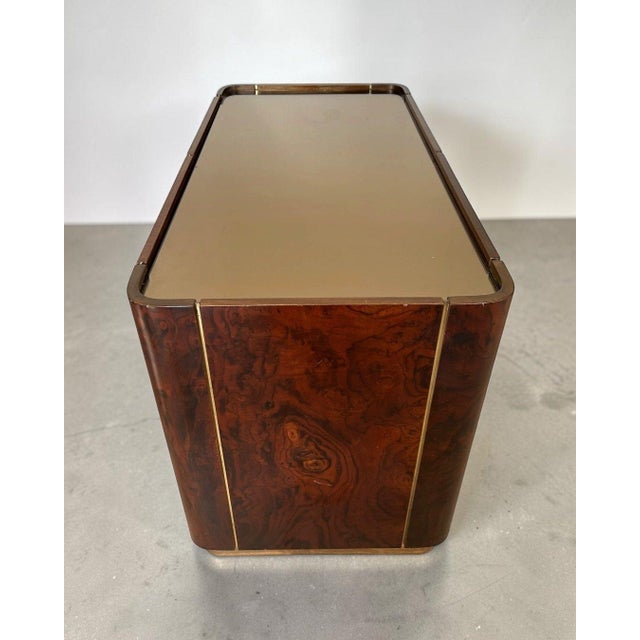 Dry Bar in Walnut Root and Brass with Mirrored Top, Italy, 1970 For Sale - Image 14 of 18