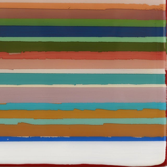 Tall Sunspot 67 - Original Colorful Striped Minimalist Acrylic and Resin Abstract on Wood Panel For Sale In Los Angeles - Image 6 of 9