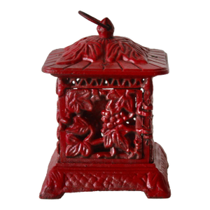 1960s Japanese Style Old Grapes Cast Iron Garden Lantern in Red