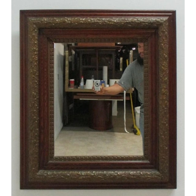 Brown Antique Oak Gold Gilt Regency Carved Hanging Wall Mirror For Sale - Image 8 of 11
