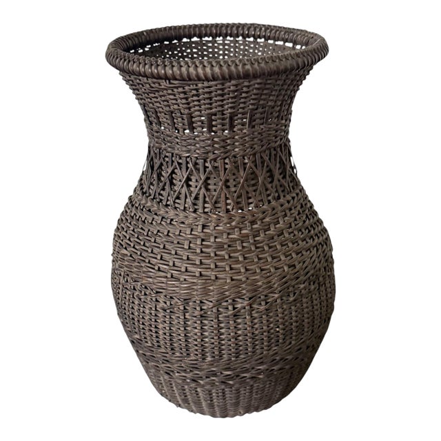 Antique Japanese Hanging Ikebana Bamboo Basket For Sale