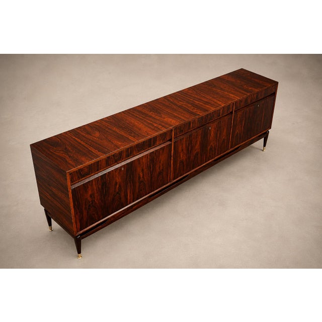 Giuseppe Scapinelli Rosewood Credenza With Brass Sabots, Brazilian Modern, 1950s For Sale - Image 13 of 18